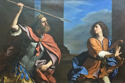 Saul tries to kill David with his spear by Guercino (1591 1666)