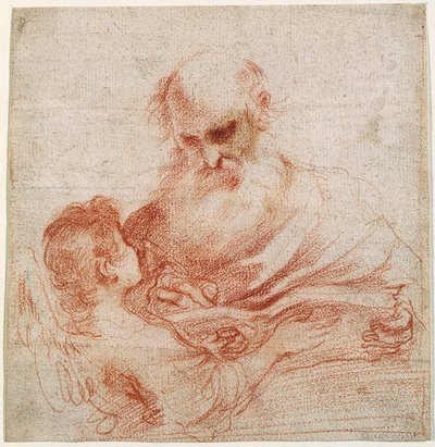 Evangelist Matthew with the Angel by Guercino