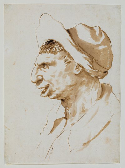 Head of a Peasant in Profile to the Left by Guercino