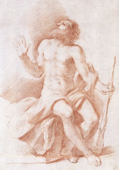 Saint Paul the Hermit, Looking up to the Left and Holding a Stick by Guercino