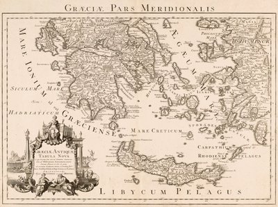 Map of ancient Greece and part of Turkey by Guillaume (after) Delisle