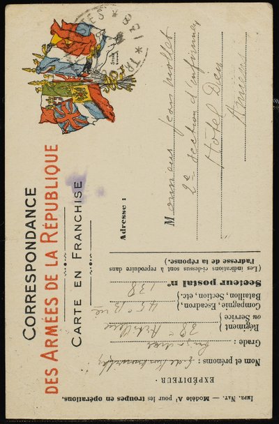 Autograph Postcard to Jean Mollet, July 31, 1915 by Guillaume Apollinaire