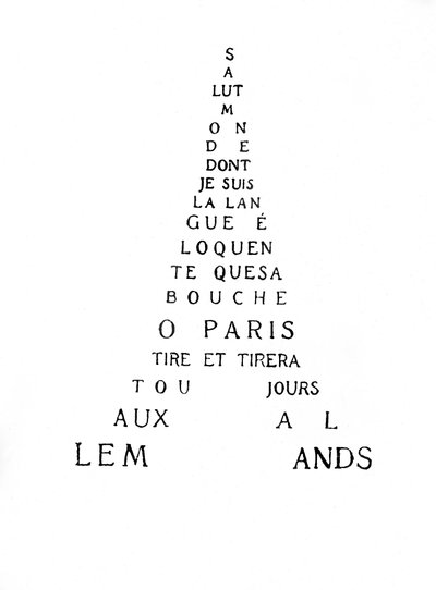 Calligram of the Eiffel Tower by Guillaume Apollinaire