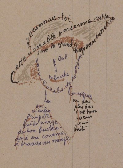 Calligram "Recognize Yourself" for Coco Chanel, c. 1918 by Guillaume Apollinaire