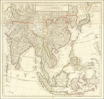 1705 map - Map of the Indies and China by Guillaume Delisle