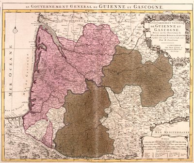 Map of the Government of Guyenne and Gascogne (France) by Guillaume Delisle