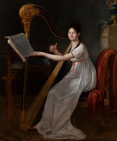 Portrait of Adèle Papin Playing the Harp by Guillaume Guillon-Lethière