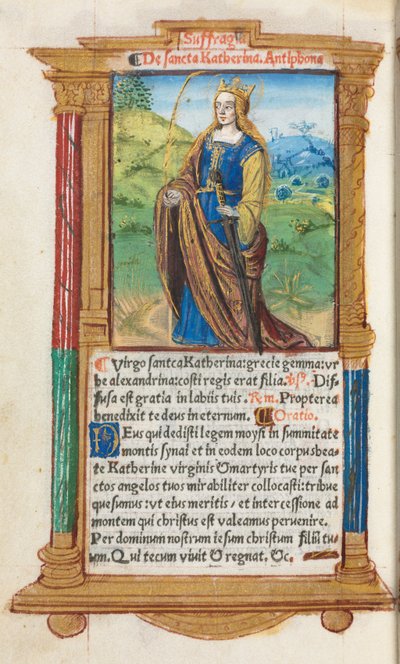 Printed Book of Hours (Use of Rome): fol. 109v, St. Catherine by Guillaume Le Rouge
