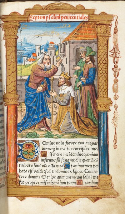 Printed Book of Hours (Use of Rome): fol. 65r, David and Samuel by Guillaume Le Rouge