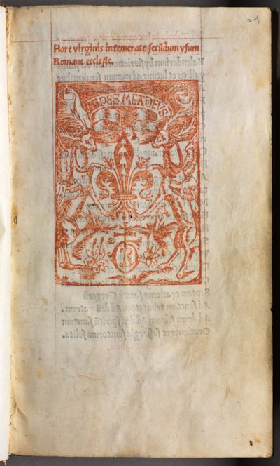 Printed Book of Hours Use of Rome: Printers Mark by Guillaume Le Rouge