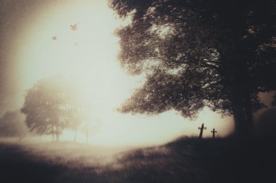 Misty Graveyard Crosses by Gustav Davidsson
