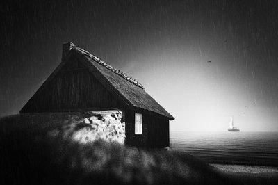 Rainy Seaside Cottage by Gustav Davidsson