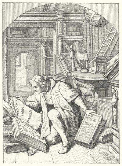 Martin Luther discovers a Latin Bible in the library at Erfurt University by Gustav Ferdinand Leopold Konig