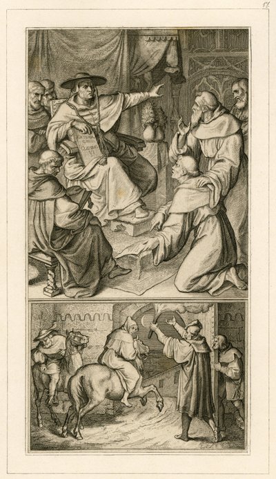 Martin Luther in discussion with Cardinal Cajetan, with his friend Staupitz beside him by Gustav Ferdinand Leopold Konig