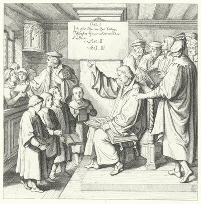 Martin Luther introduces the Catechism to schoolchildren by Gustav Ferdinand Leopold Konig