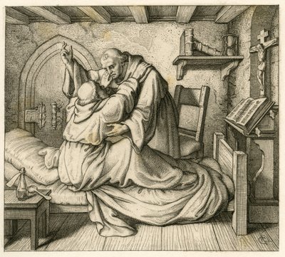 Martin Luther receives consolation by an old monk, because he was exhausted by body and human mind by Gustav Ferdinand Leopold Konig