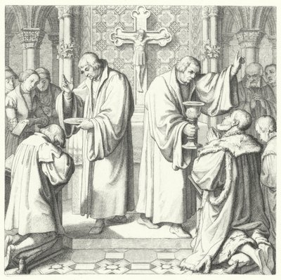The Holy Communion shown in both Protestant and Catholic forms by Gustav Ferdinand Leopold Konig