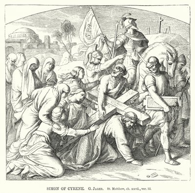 Simon of Cyrene, St Matthew, ch xxvii, ver 32 by Gustav Jager