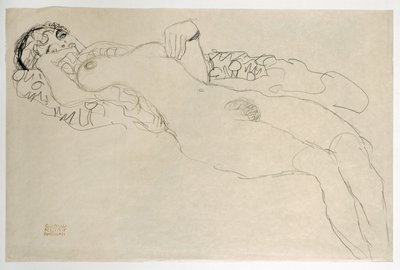 Female Nude Turned Left by Gustav Klimt