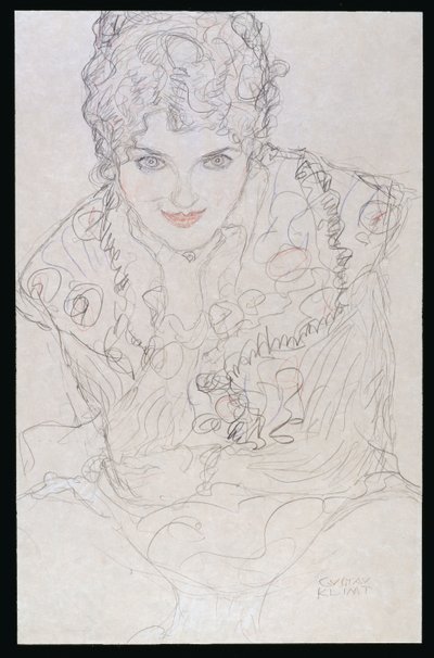 Portrait with Right Hand on Chin by Gustav Klimt