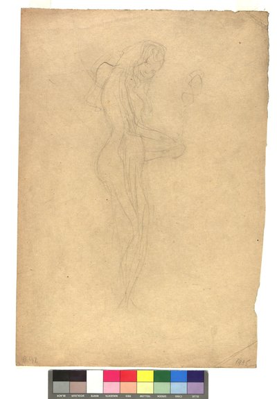 Standing Female Nude in Profile Facing Right by Gustav Klimt