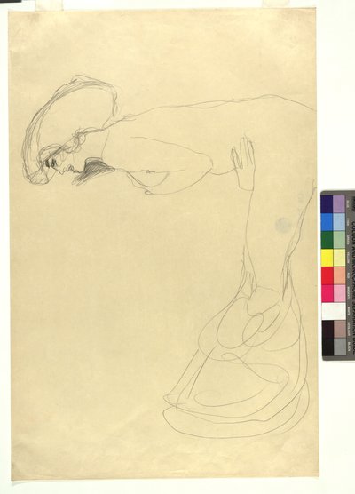Study of a Forward-Bending Female Figure in Profile to the Left by Gustav Klimt