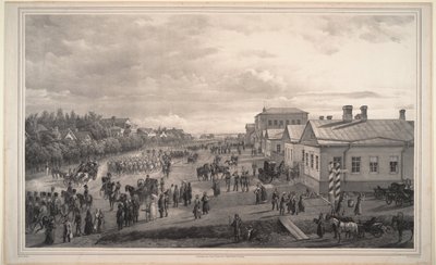 Parade of Chevalier Gardes through Krasnoye Selo, 1848 by Gustav Schwarz