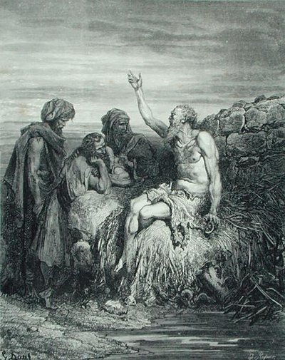 Job and His Friends, engraved by J. Regnier, c.1868 by Gustave (after) Dore