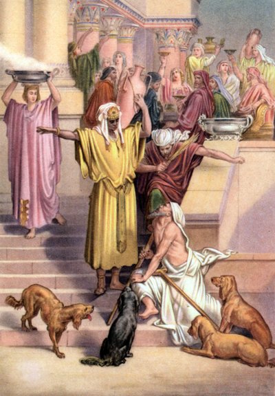 The Parable of the Rich Man and the Beggar Lazarus, 50s by Gustave (after) Dore