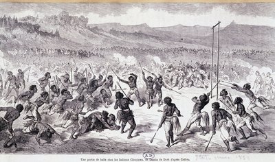 A ball game in the Choctaw Indians - engraving by Gustave Doré by Gustave Dore