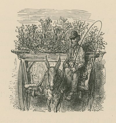 A Man Driving a Cart Laden with Plants and Flowers by Gustave Dore
