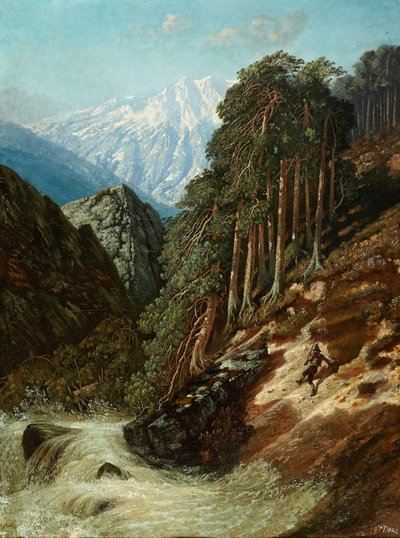 Alpine Landscape with Beck, after 1870 by Gustave Dore