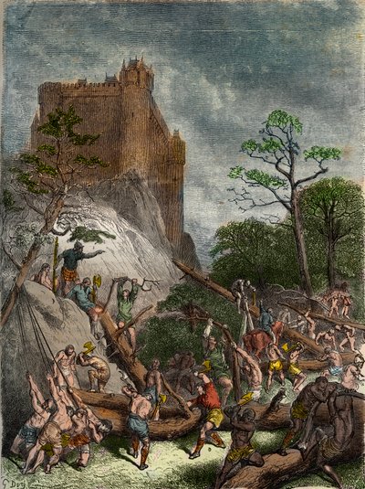 Feudalism in the Middle Ages: Serfs Working for the Lord (Engraving by Gustave Dore in National History Illustrated of France, 1876) by Gustave Dore