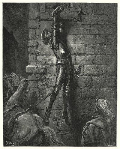He had inevitably fallen to the ground, had not his wrist been securely fastened to the rope by Gustave Dore