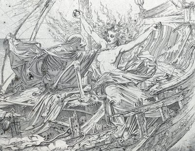 Life and Death draw the destiny of the crew by lot by Gustave Dore