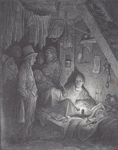 Victorian opium smoking den in London by Gustave Dore
