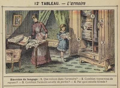 The Wardrobe (colour litho) by Gustave Fraipont