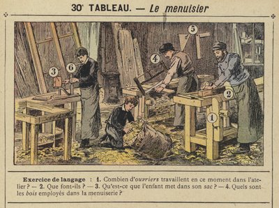 The Carpenter (colour litho) by Gustave Fraipont