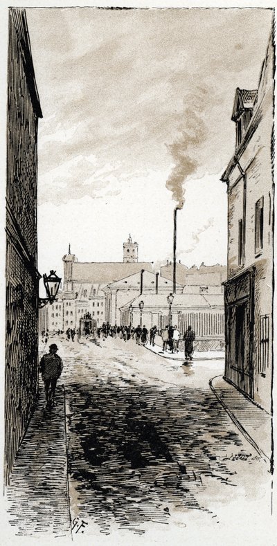 View of the mortuary of Paris on the Ile de la Cite, Paris by Gustave Fraipont