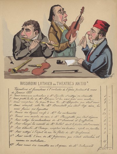 Bill for musical instruments for the orchestra of the opera by Gustave Frison