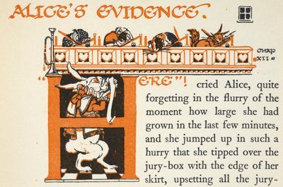 Illuminated letter H with the White Rabbit and various animals in court by Gwynedd M. Hudson