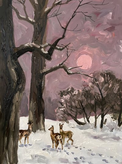 Moonlit Winter Deer by HUGO