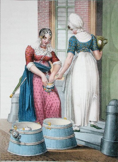 An Amsterdam servant and a local milkmaid, illustration from 