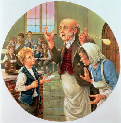 Oliver Twist Asking for More, from the World of Charles Dickens, Later Made as a Spode Plate by H. Devine
