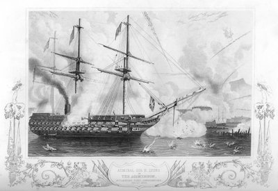 HMS Agamemnon Attacking Fort Constantine by H. Winkles
