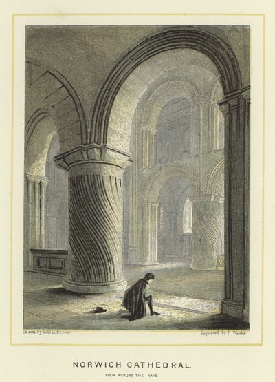 Norwich Cathedral, view across the nave by Hablot Knight Browne