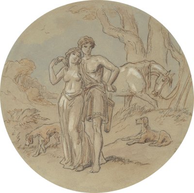 One of eighteen designs for a series of plates illustrating Venus and Adonis by Hablot Knight Browne
