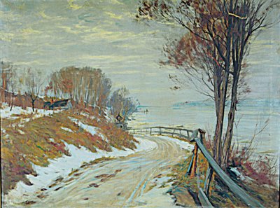 Road through a snowy landscape by Hal Robinson