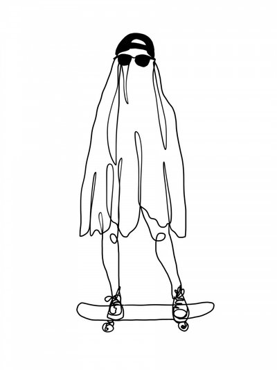 Cool Skater Ghost by Hanna Lee Tidd