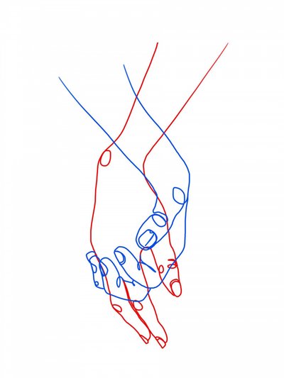 Holding Hands Line Art by Hanna Lee Tidd